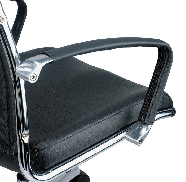Adjustable Swivel Faux Leather Rolling Office Chair - Black