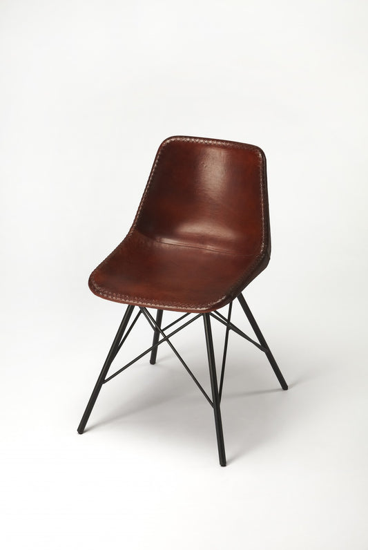 Faux Leather Bucket Side Chair - Brown And Black