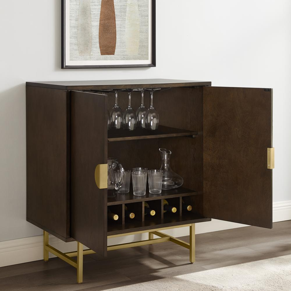 Blair Bar Cabinet - Dark Brown/Gold - Higher Gallery