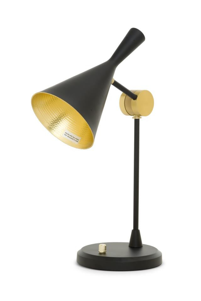 Black Metal Desk Table Lamp With Black and Gold Cone Shade