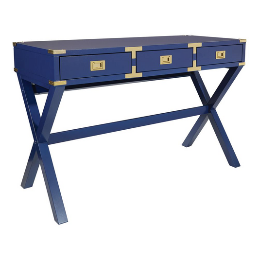 Wellington Desk with Power - Lapis Blue Finish - Higher Gallery