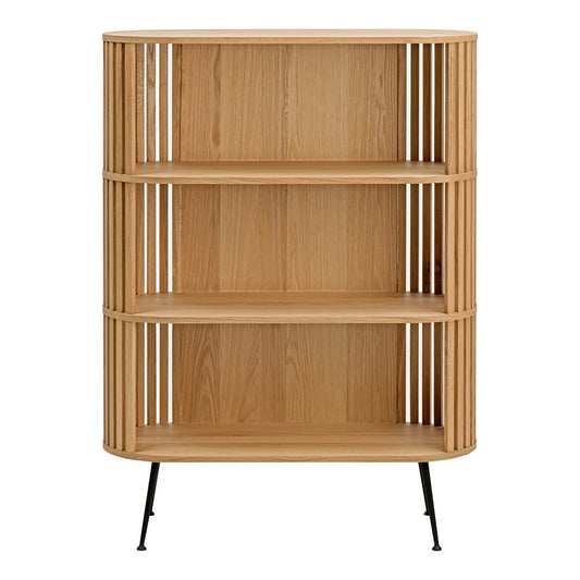 White Oak Wood Three Tier Standard Bookcase