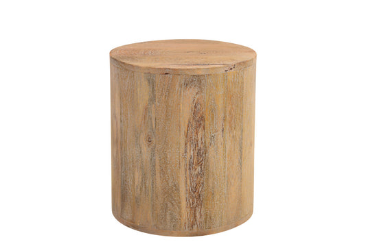 Natural Solid Mango Wood Round End Table