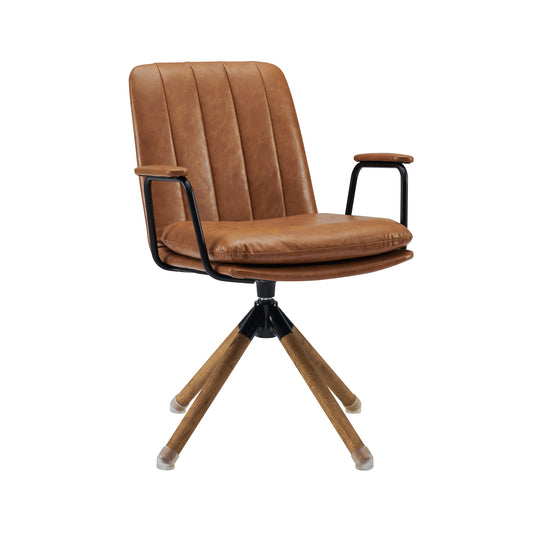 Faux Leather Swivel Chair - Carmel Brown
