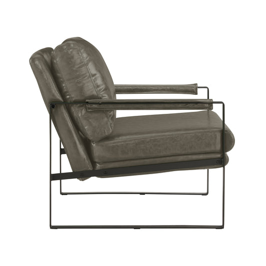 Faux Leather And Black Arm Chair - Dark Gray
