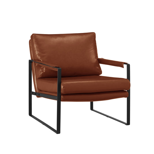 Faux Leather And Black Arm Chair - Dark Brown