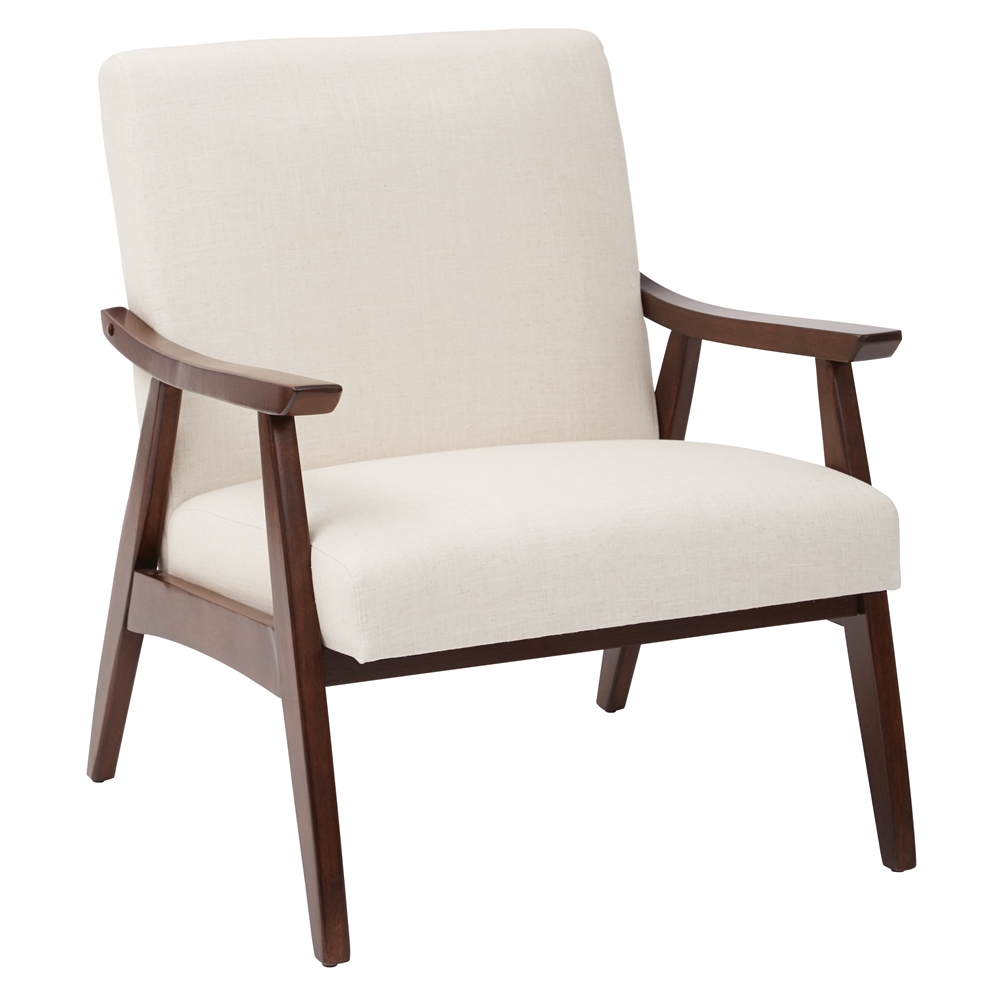mid-century modern chair in cream and espresso frame