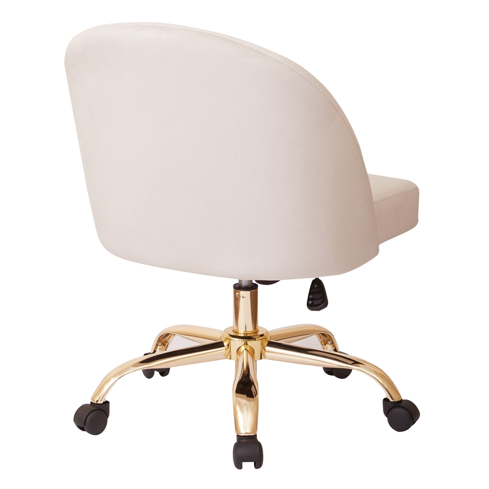 Layton Mid Back Swivel Chair - Oyster Velvet + Gold