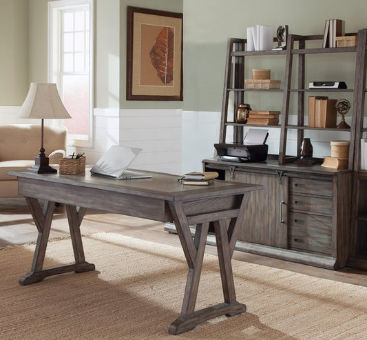 Stone Brook Mixed Materials Desk + Hutch Group - Higher Gallery