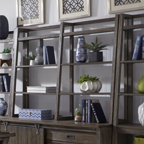 Stone Brook Mixed Materials Desk + Hutch Group - Higher Gallery